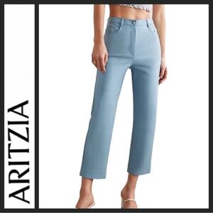 NWOT Aritzia Melina Vegan Leather Crop Pants~Blue